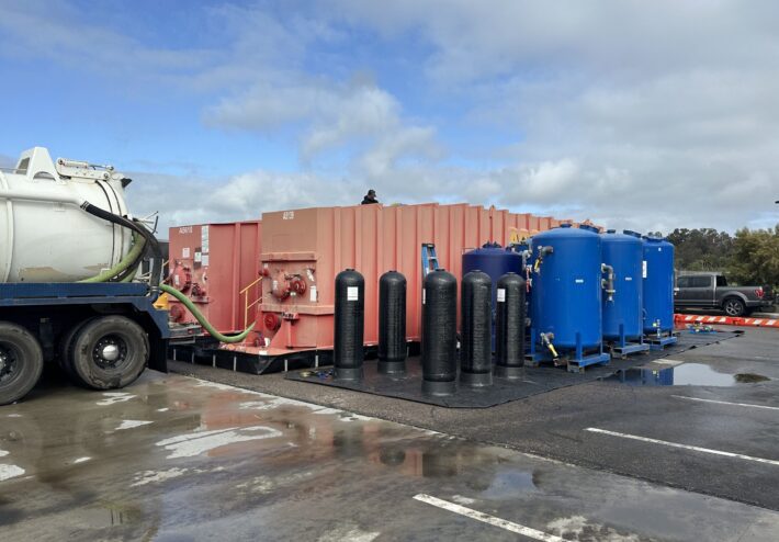 large equipment in parking lot
