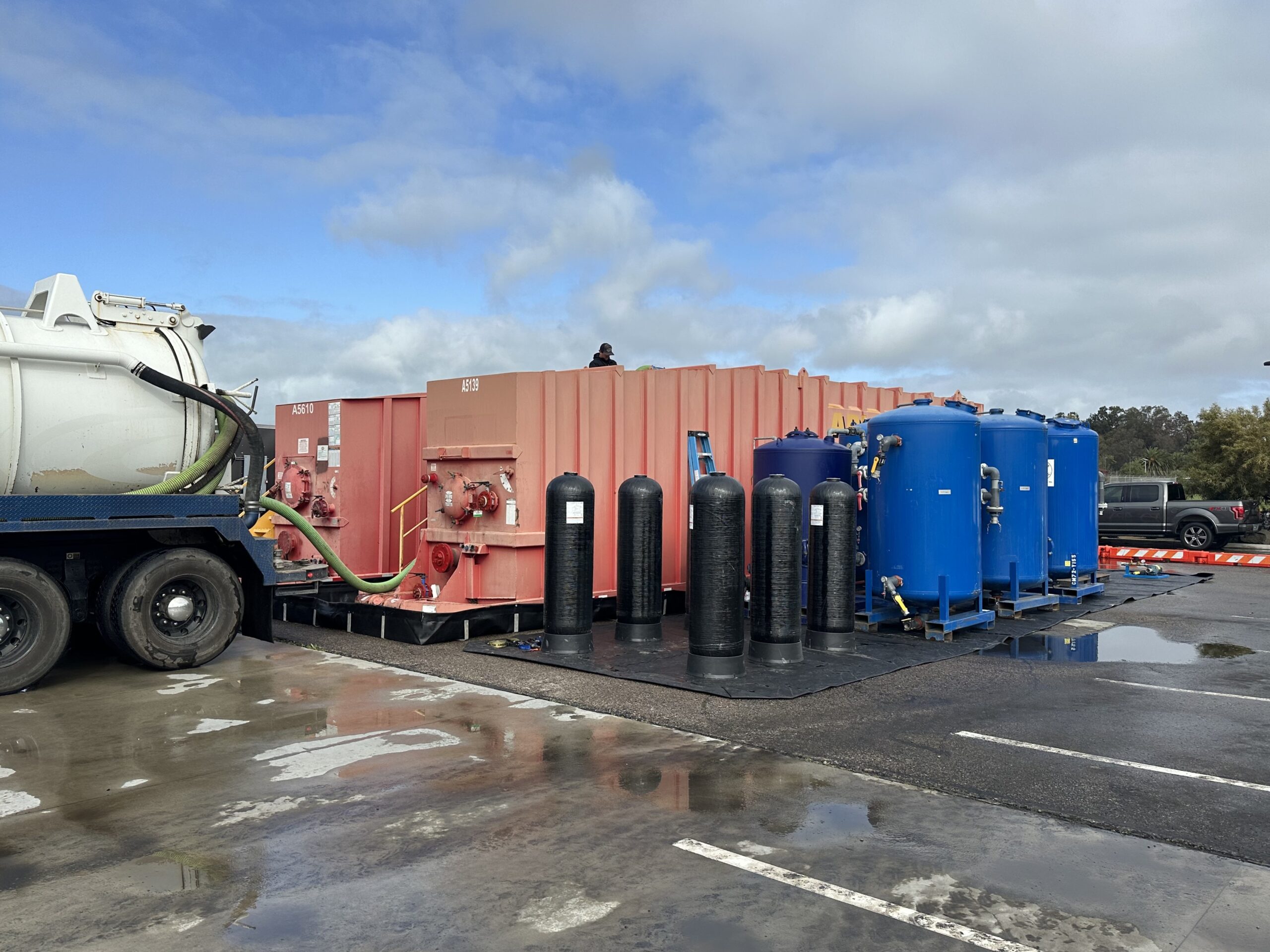 large equipment in parking lot
