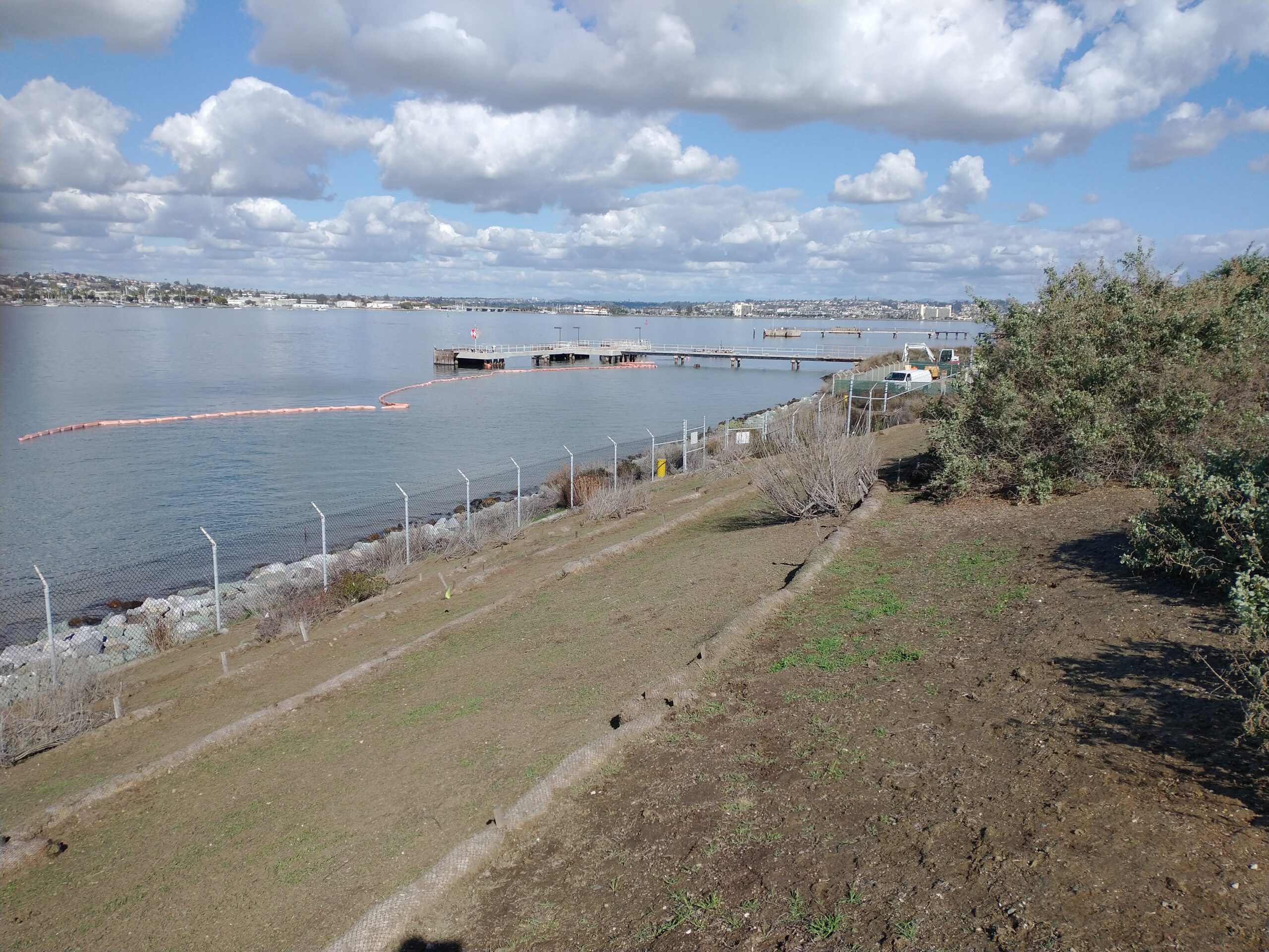 OU10 Veg maintenance sloped grassy area by the water